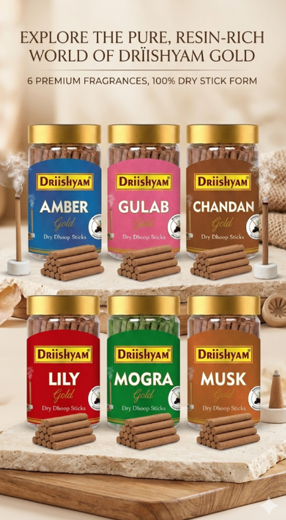 Dry Dhoop Sticks - Pack of 12 (2×6 fragrances)
