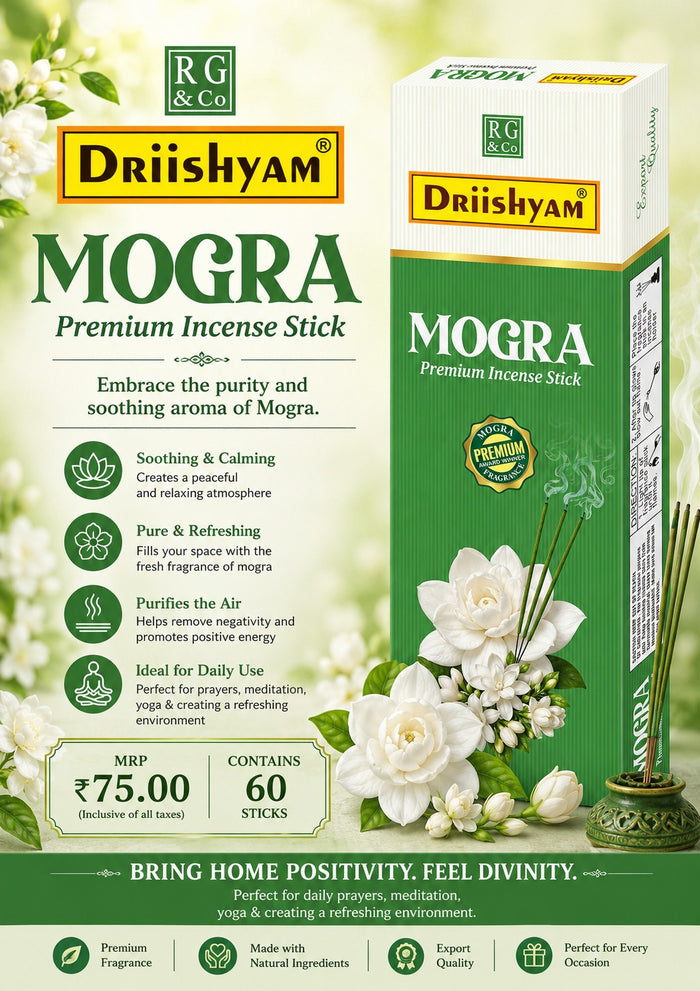 Mogra Premium Incense Sticks- Large (60 sticks)
