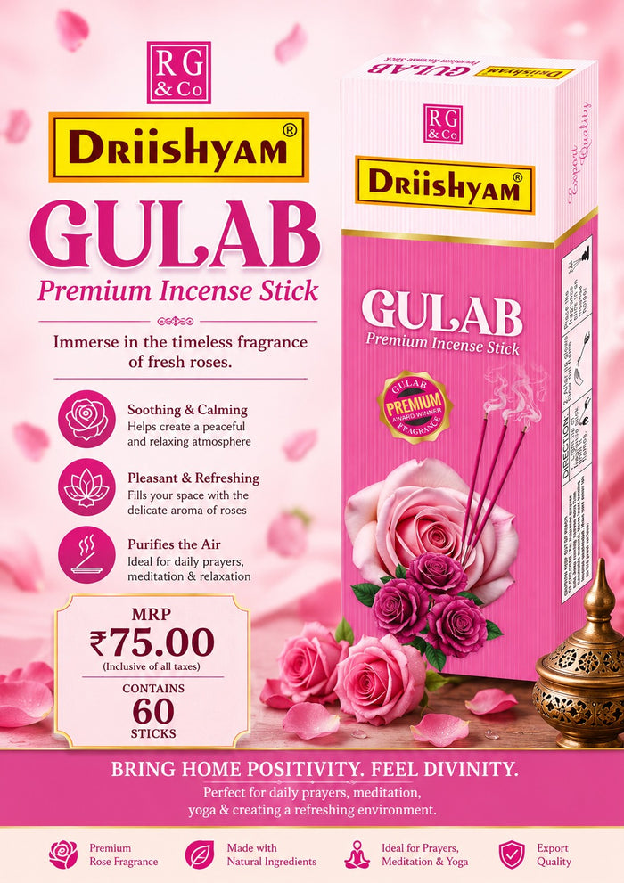Gulab Premium Incense Sticks – Large Pack (60 Sticks)
