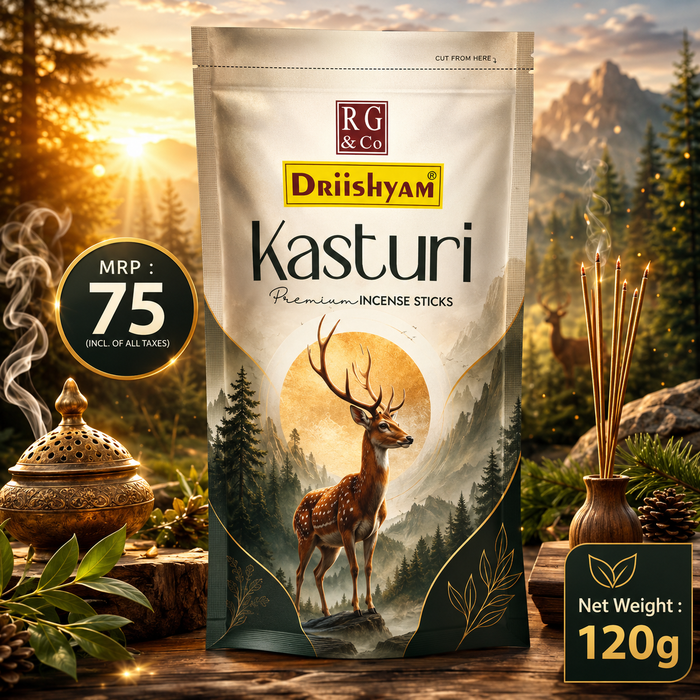 Kasturi Premium Incense Sticks Zipper Pouch 120 gms
