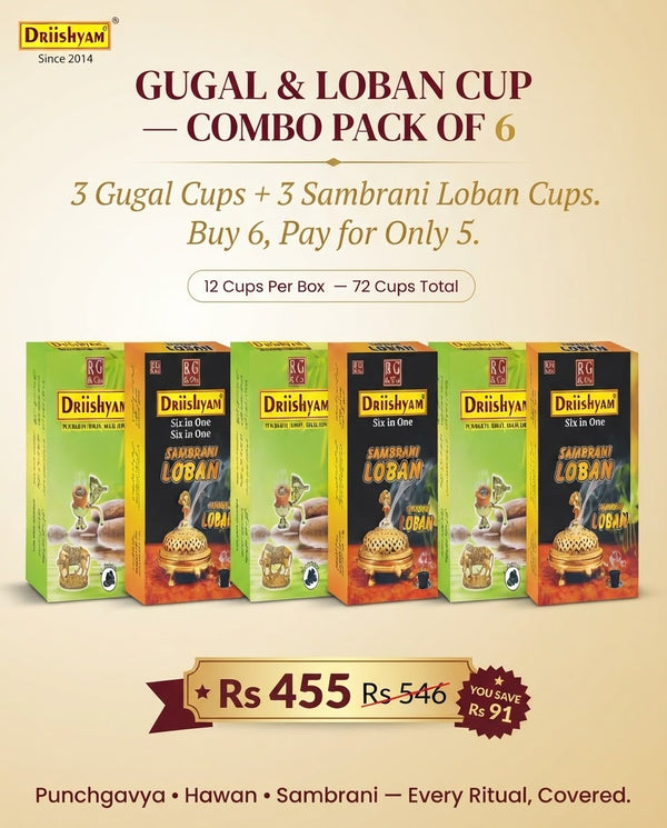 Hawan Cups - Gugal & Sambrani Loban Cups - Assorted Pack of 6 (3×2)