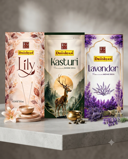 Kasturi Premium Incense Sticks Zipper Pouch 120 gms