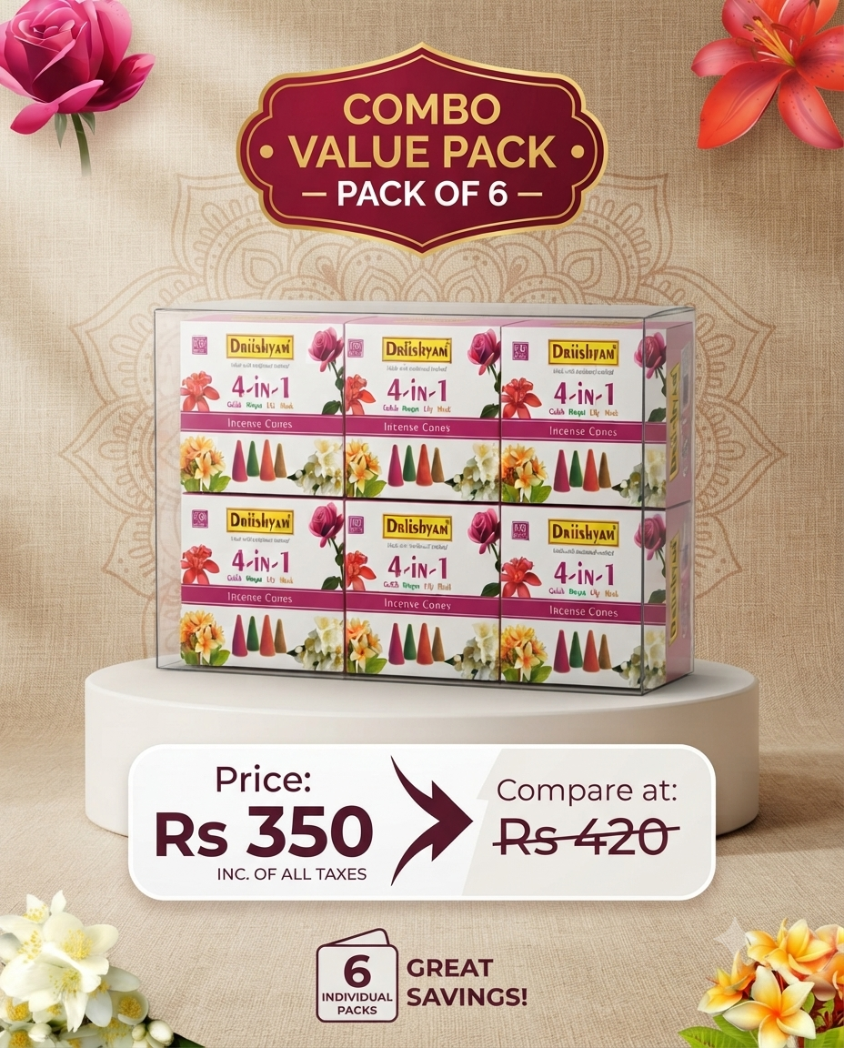 4 in 1 Dry Dhoop CONES Pack of 6 (6×60 cones)